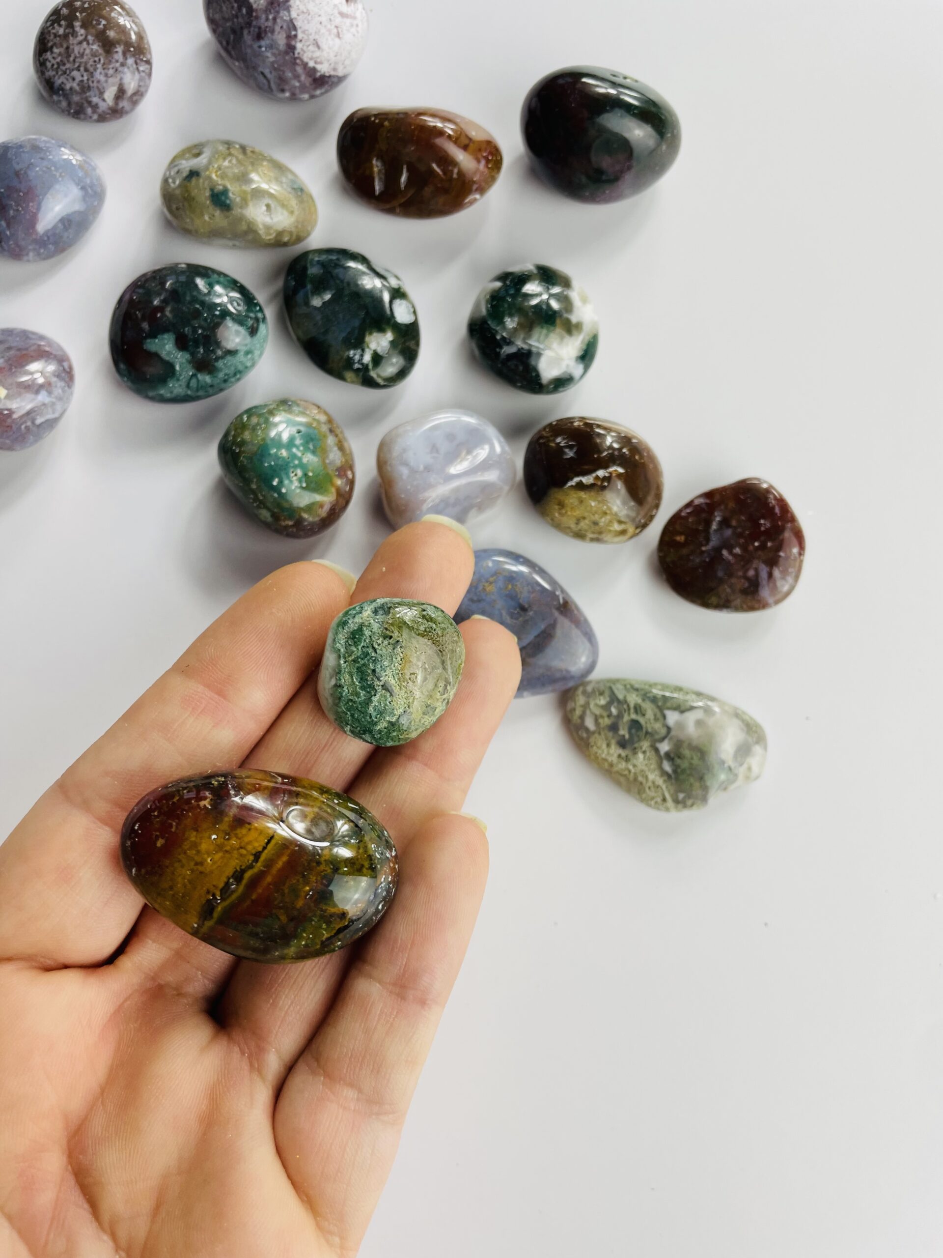 Ocean Jaspis lommesten – beroligende og nærende krystal til følelsesmæssig healing, glæde og balance | Soul Crystal